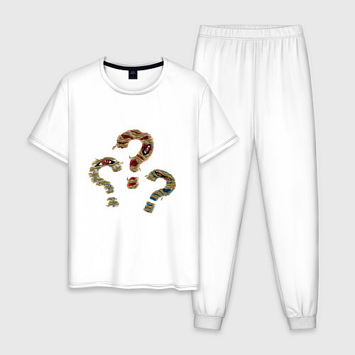 Мужская пижама Знаки вопроса мумии / Белый – фото 1