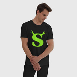 Пижама хлопковая мужская Shrek: Logo S, цвет: черный — фото 2