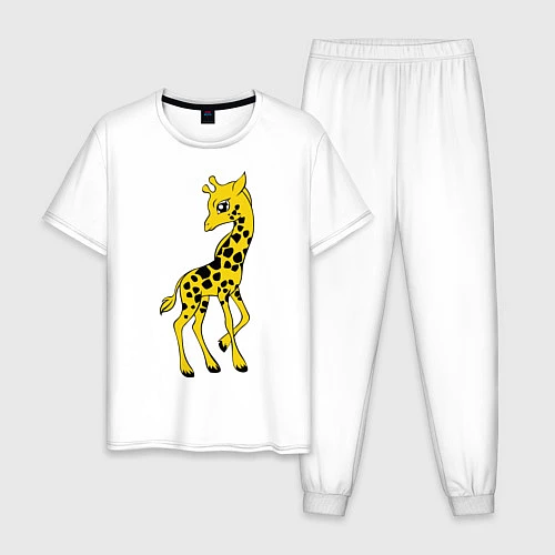 Мужская пижама Маленький жираф / Белый – фото 1