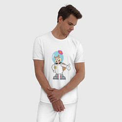 Пижама хлопковая мужская Сэнди, цвет: белый — фото 2