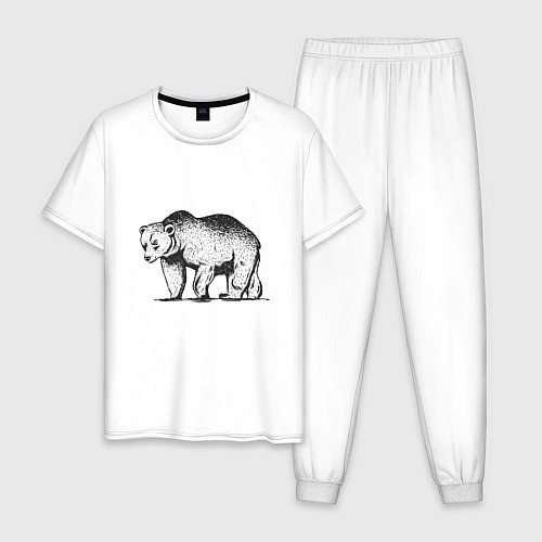 Мужская пижама Медведь Гризли Grizzly Bear / Белый – фото 1