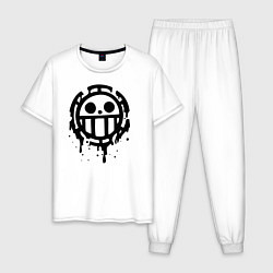 Пижама хлопковая мужская One Piece знак черной краской, цвет: белый
