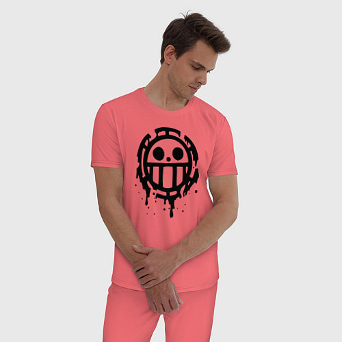 Мужская пижама One Piece знак черной краской / Коралловый – фото 3