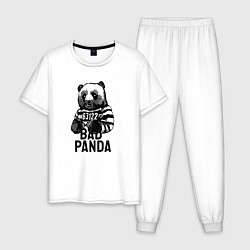 Пижама хлопковая мужская Плохая панда, цвет: белый