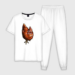 Пижама хлопковая мужская Курица скайрим, цвет: белый