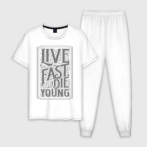 Мужская пижама Live fast, die young / Белый – фото 1