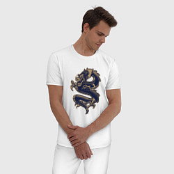 Пижама хлопковая мужская Дракон, цвет: белый — фото 2