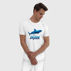 Пижама хлопковая мужская Акула The Shark, цвет: белый — фото 2