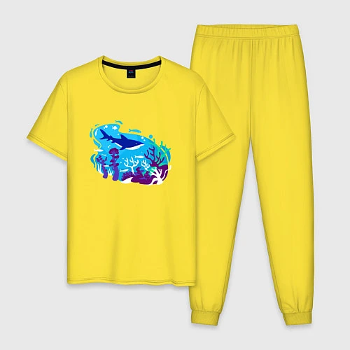 Мужская пижама Акула и подводный мир / Желтый – фото 1