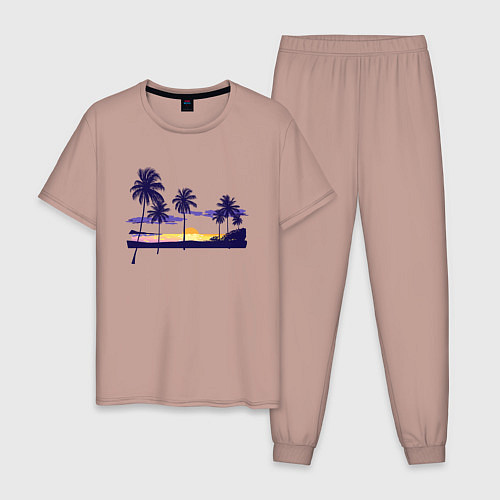 Мужская пижама ПАЛЬМЫ / Пыльно-розовый – фото 1
