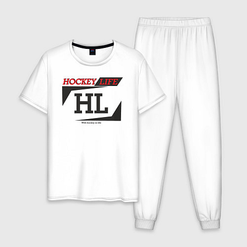 Мужская пижама Hockey live big logo / Белый – фото 1