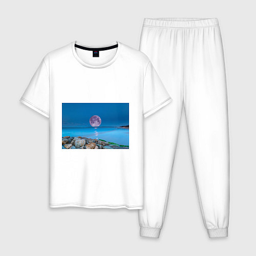 Мужская пижама Лунный пляж / Белый – фото 1