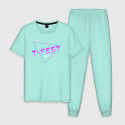 Пижама хлопковая мужская T-Fest цвета мятный — фото 1