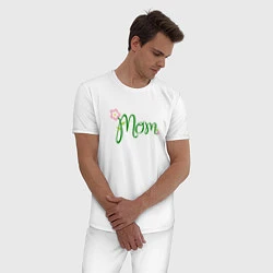 Пижама хлопковая мужская Mom, цвет: белый — фото 2