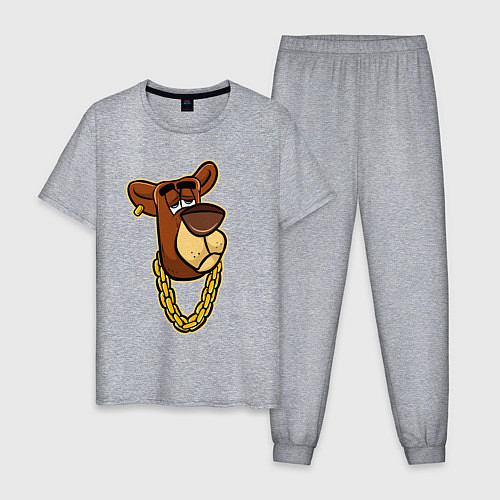 Мужская пижама Крутой медведь / Меланж – фото 1