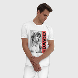 Пижама хлопковая мужская Обложка журнала Статуя Давида, цвет: белый — фото 2
