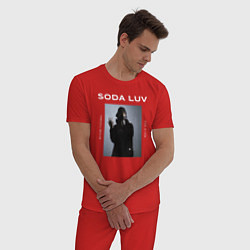 Пижама хлопковая мужская SODA LUV, цвет: красный — фото 2