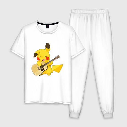 Мужская пижама Пикачу с гитарой / Белый – фото 1