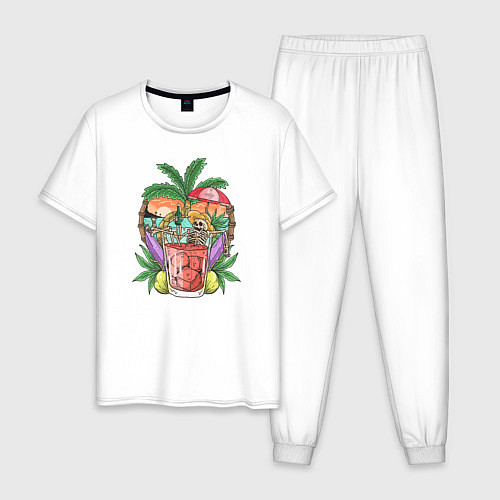 Мужская пижама Летний коктейль / Белый – фото 1