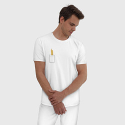 Пижама хлопковая мужская Кошачья лапка в кармане 01, цвет: белый — фото 2