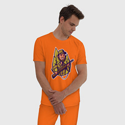 Пижама хлопковая мужская Охотник держит ружье, цвет: оранжевый — фото 2