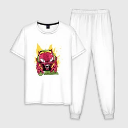Пижама хлопковая мужская Демон Геймер Demon Gamer, цвет: белый