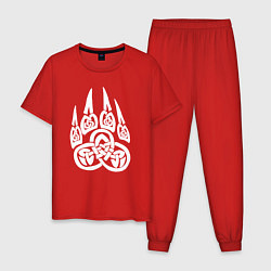 Пижама хлопковая мужская Символ Велеса Медвежья лапа, цвет: красный