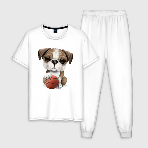 Мужская пижама Бульдог - Баскетбол / Белый – фото 1