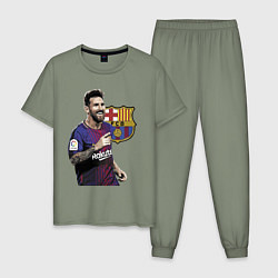 Пижама хлопковая мужская Lionel Messi Barcelona Argentina, цвет: авокадо