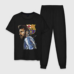 Пижама хлопковая мужская Lionel Messi Barcelona Argentina Striker, цвет: черный