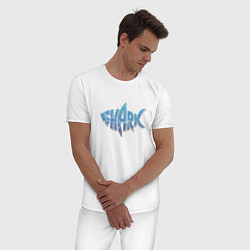 Пижама хлопковая мужская Shark Акула, цвет: белый — фото 2