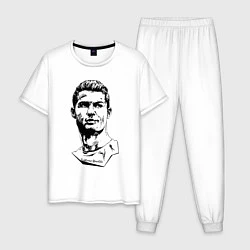 Пижама хлопковая мужская Ronaldo Manchester United Portugal, цвет: белый