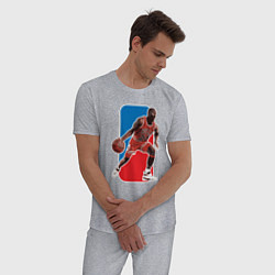 Пижама хлопковая мужская NBA - Jordan, цвет: меланж — фото 2