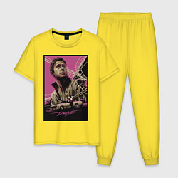 Пижама хлопковая мужская Драйв, цвет: желтый