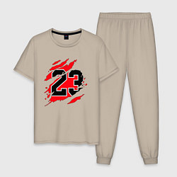 Пижама хлопковая мужская Bulls 23, цвет: миндальный