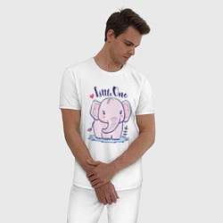 Пижама хлопковая мужская Маленький слоненок, цвет: белый — фото 2