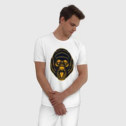 Пижама хлопковая мужская Злая обезьяна, цвет: белый — фото 2