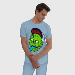 Пижама хлопковая мужская Zombie casual, цвет: мягкое небо — фото 2