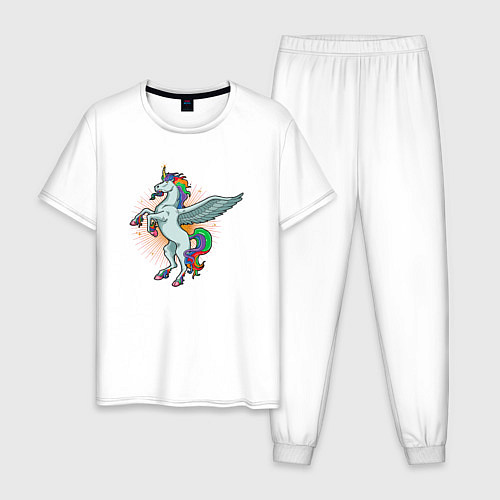 Мужская пижама Единорог с крыльями / Белый – фото 1