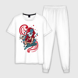 Пижама хлопковая мужская Санта Муэрте, цвет: белый