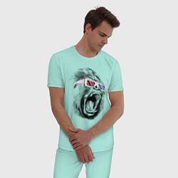Пижама хлопковая мужская Дикая горилла цвета мятный — фото 2