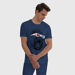 Пижама хлопковая мужская Дикая горилла, цвет: тёмно-синий — фото 2