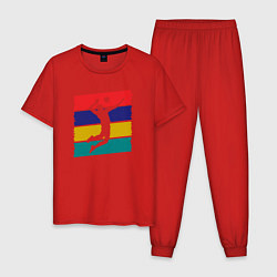 Пижама хлопковая мужская Color Volley, цвет: красный