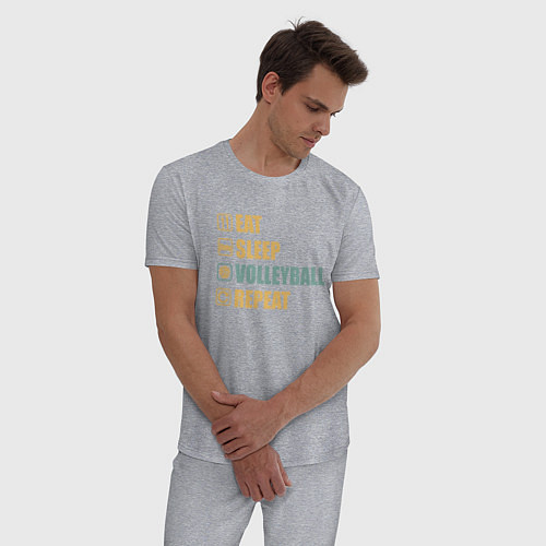 Мужская пижама Есть, спать, волейбол / Меланж – фото 3