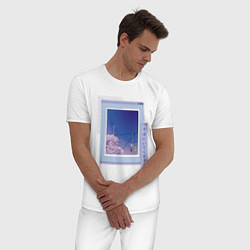 Пижама хлопковая мужская Vaporwave Аниме Пейзаж, цвет: белый — фото 2
