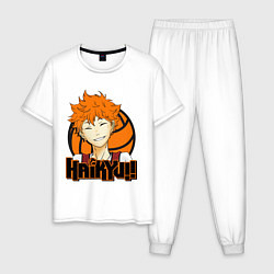 Пижама хлопковая мужская Haikyu Улыбка Хинаты, цвет: белый