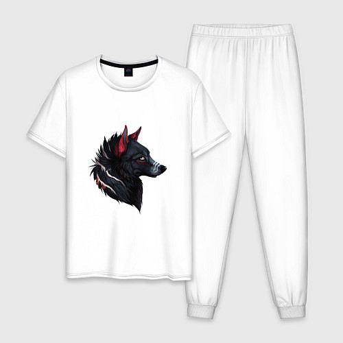 Мужская пижама Черный волк / Белый – фото 1