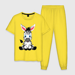 Пижама хлопковая мужская Маленькая зебра, цвет: желтый