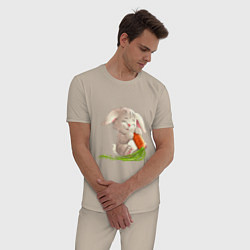 Пижама хлопковая мужская Солнышко с морковкой, цвет: миндальный — фото 2