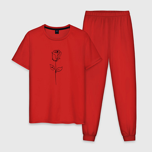Мужская пижама Роза одинокая / Красный – фото 1